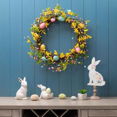 Glitzhome Set of 2 22"D Easter Egg Wreath Image 2