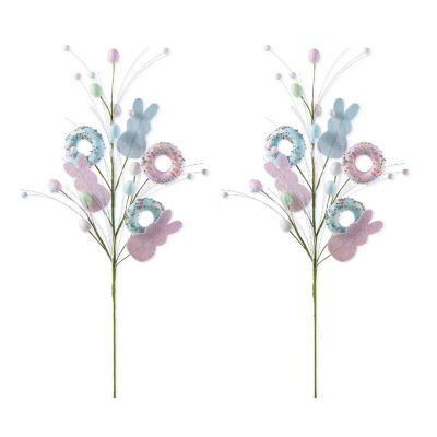 Glitzhome Set of 2 28"H Easter Glitter Egg, Bunny &amp; Donuts Picks Image 1