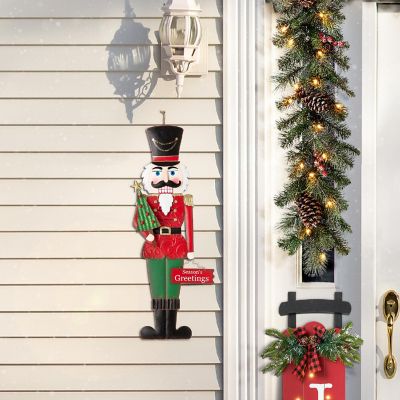 Glitzhome Set of 2 36"H Metal Nutcracker Yardstake or Standing D&amp;#233;cor or Wall D&amp;#233;cor (KD, Three Function) Image 1