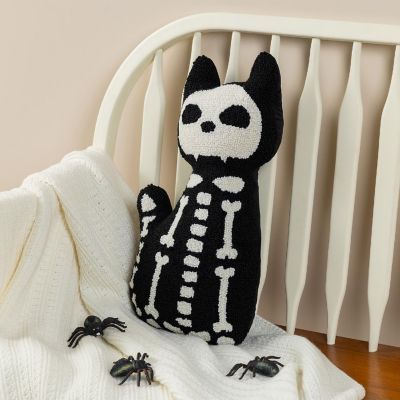 Glitzhome Set of 4 17&quot;H Halloween Hooked Skeleton Cat Shaped Pillow Image 1