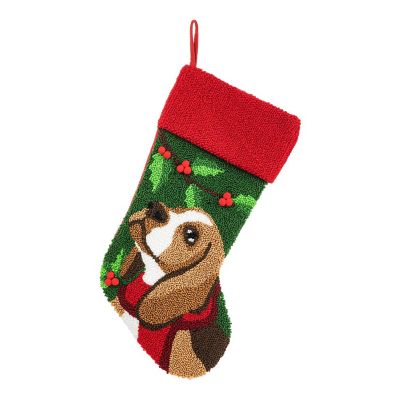 Glitzhome Set of 4 20.5"L Hooked Stocking, Dog Image 1