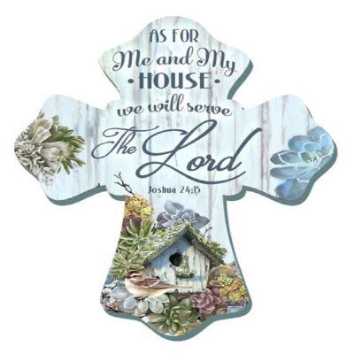 Glow Decor Serve the Lord Wooden Cross 8 Inch Multicolor Image 1
