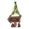 Gnome With Glowing Welcome Sign Solar Statue Image 1