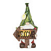 Gnome With Glowing Welcome Sign Solar Statue Image 2