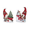 Gnome With Wheelbarrow And Gnome With Snowman (Set Of 2) 7"H, 8"H Resin Image 1