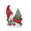 Gnome With Wheelbarrow And Gnome With Snowman (Set Of 2) 7"H, 8"H Resin Image 1