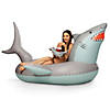 GoFloats Giant Inflatable Shark Pool Float With Shark Drink Float Image 1