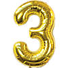 Gold 3 Shaped Number 34" Mylar Balloon Image 1