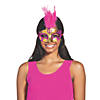 Gold Feathered Masquerade Masks- 12 Pc. Image 1