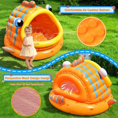 Gold Fish Shade Kiddie Pool Inflatable Beach Pool Tent for Kids Image 2