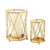 Gold Geometric Wire Pillar Candle Holders - 2 Pc. Image 1