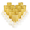 Gold Glitter Glass Votive Candle Holders with Battery-Operated Tea Light Candles - Makes 12 Image 1