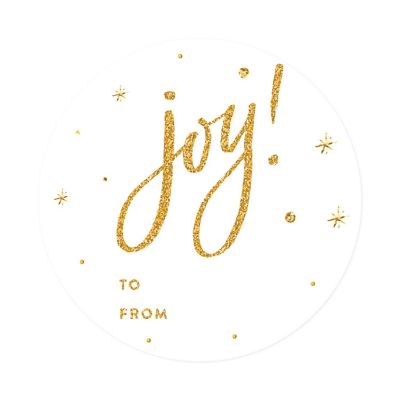 Gold Glitter Joy Christmas To/From Label Image 3