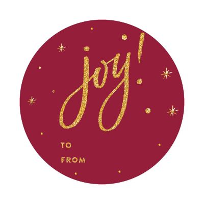 Gold Glitter Joy Christmas To/From Label Image 3