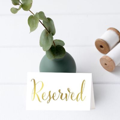 Gold Ink Reserved Table Tent Cards Image 1