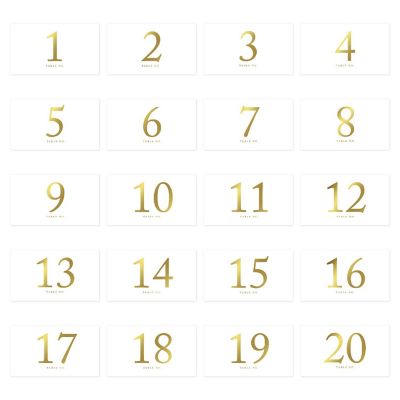 Gold Ink Table Numbers Tent 20-Pack Image 1