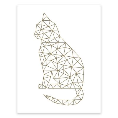 Gold Origami Cat 8.5x11 Image 1