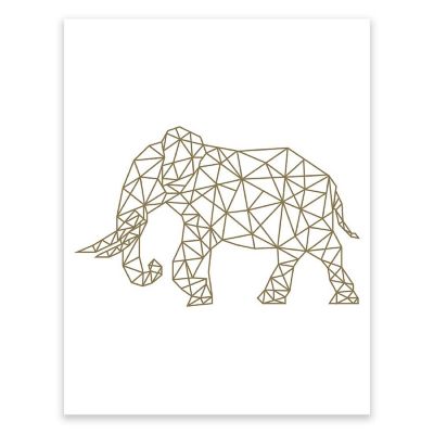 Gold Origami Elephant 8.5x11 Image 1