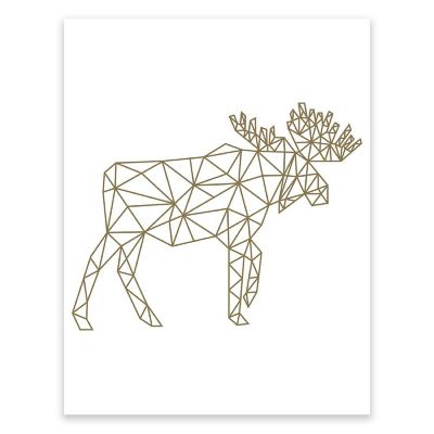 Gold Origami Elk Moose 8.5x11 Image 1
