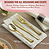 Gold Plastic Cutlery in White Napkin Rolls Set - Napkins, Forks, Knives, Spoons and Paper Rings (30 Guests) Image 4