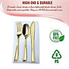 Gold Plastic Cutlery in White Pocket Napkin Set - Napkins, Forks, Knives, and Spoons (28 Guests) Image 3