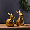 Gold Rabbit (Set Of 2) 5.25"H, 6.25"H Resin Image 3