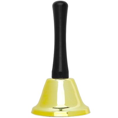 Gold Ringing Hand Bell - Loud Metal Handheld Ring Tea Bell for Calling Attention and Assistance Image 2