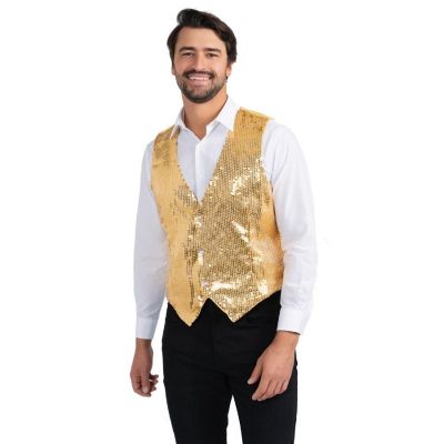 Gold Sequin Vest - Adults L Image 1