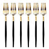 Gold with Black Handle Moderno Disposable Plastic Dinner Forks (120 Forks) Image 1
