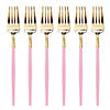 Gold with Pink Handle Moderno Disposable Plastic Dinner Forks (240 Forks) Image 1