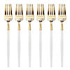 Gold with White Handle Moderno Disposable Plastic Dinner Forks (120 Forks) Image 1
