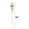 Gold with White Handle Moderno Disposable Plastic Dinner Forks (120 Forks) Image 1