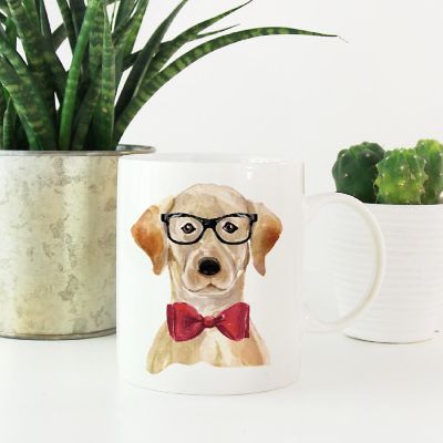 Golden Lab Black Glasses Bow Ceramic Mug Image 1