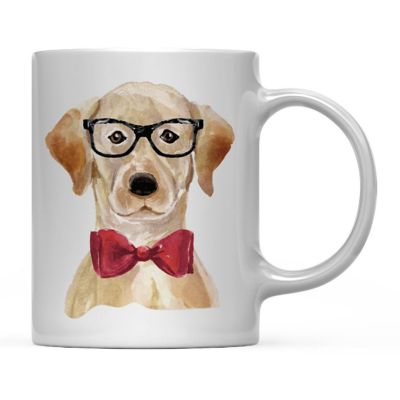 Golden Lab Black Glasses Bow Ceramic Mug Image 2