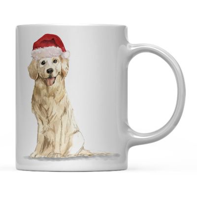 Golden Retriever Santa Hat Ceramic Mug Image 2
