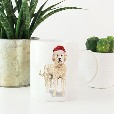 Goldendoodle Santa Hat Ceramic Mug Image 1