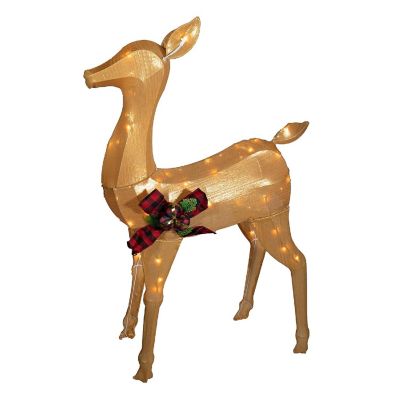 Good Tidings Shiny Gold Doe Deer Christmas Decoration Figurine Statue, 40 Inches Image 1