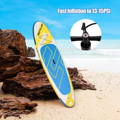 Goplus 11ft Inflatable Stand Up Paddle Board 6'' Thick W/Leash  Backpack Aluminum Paddle Yellow Image 1