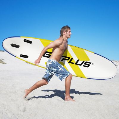 Goplus 11ft Inflatable Stand Up Paddle Board 6'' Thick W/Leash  Backpack Aluminum Paddle Yellow Image 2