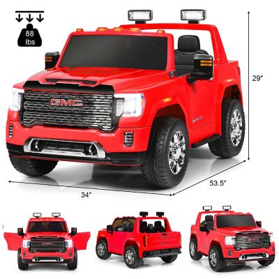 GoPlus 12V 2-Seater Licensed GMC Ride On Truck RC Electric Car w/Storage Box Red Image 1