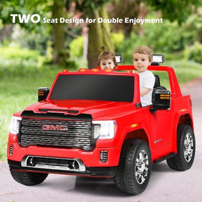GoPlus 12V 2-Seater Licensed GMC Ride On Truck RC Electric Car w/Storage Box Red Image 2