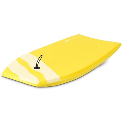 Goplus 41'' Lightweight Super Bodyboard Surfing W/Leash IXPE Deck EPS Core Boarding Yellow Image 1