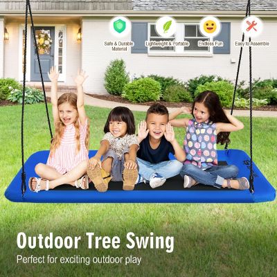 Goplus 700lb Giant 60'' Platform Tree Swing Outdoor w/ 2 Hanging Straps Blue Image 1