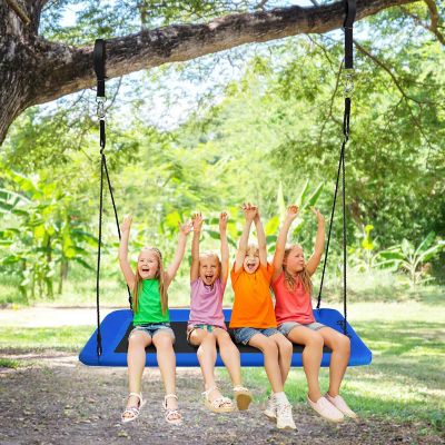 Goplus 700lb Giant 60'' Platform Tree Swing Outdoor w/ 2 Hanging Straps Blue Image 2