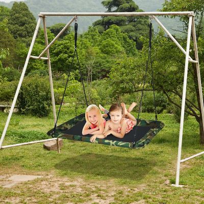 Goplus 700lb Giant 60''Platform Tree Swing w/ 2 Hanging Strap Camo Image 1