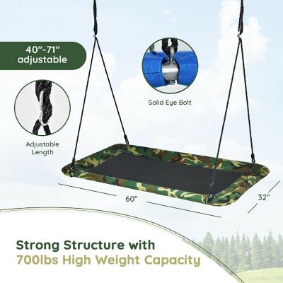 Goplus 700lb Giant 60''Platform Tree Swing w/ 2 Hanging Strap Camo Image 2