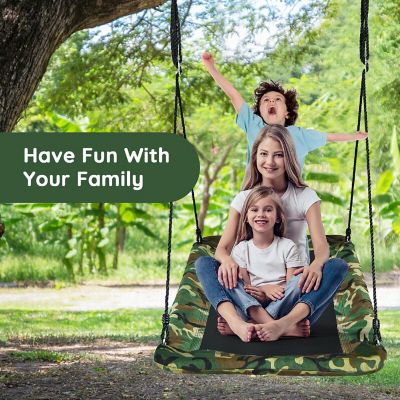 Goplus 700lb Giant 60''Platform Tree Swing w/ 2 Hanging Strap Camo Image 3