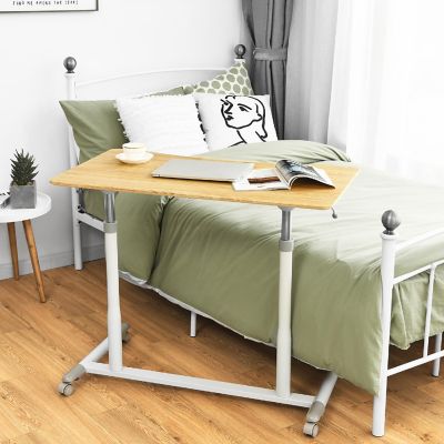 Goplus Height Adjustable Computer Desk Sit Stand Rolling Notebook Table Natural Image 1