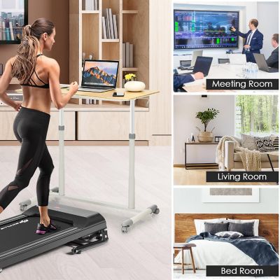 Goplus Height Adjustable Computer Desk Sit Stand Rolling Notebook Table Natural Image 3