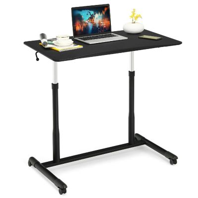 Goplus Height Adjustable Computer Desk Sit to Stand Rolling Notebook Table Black Image 1